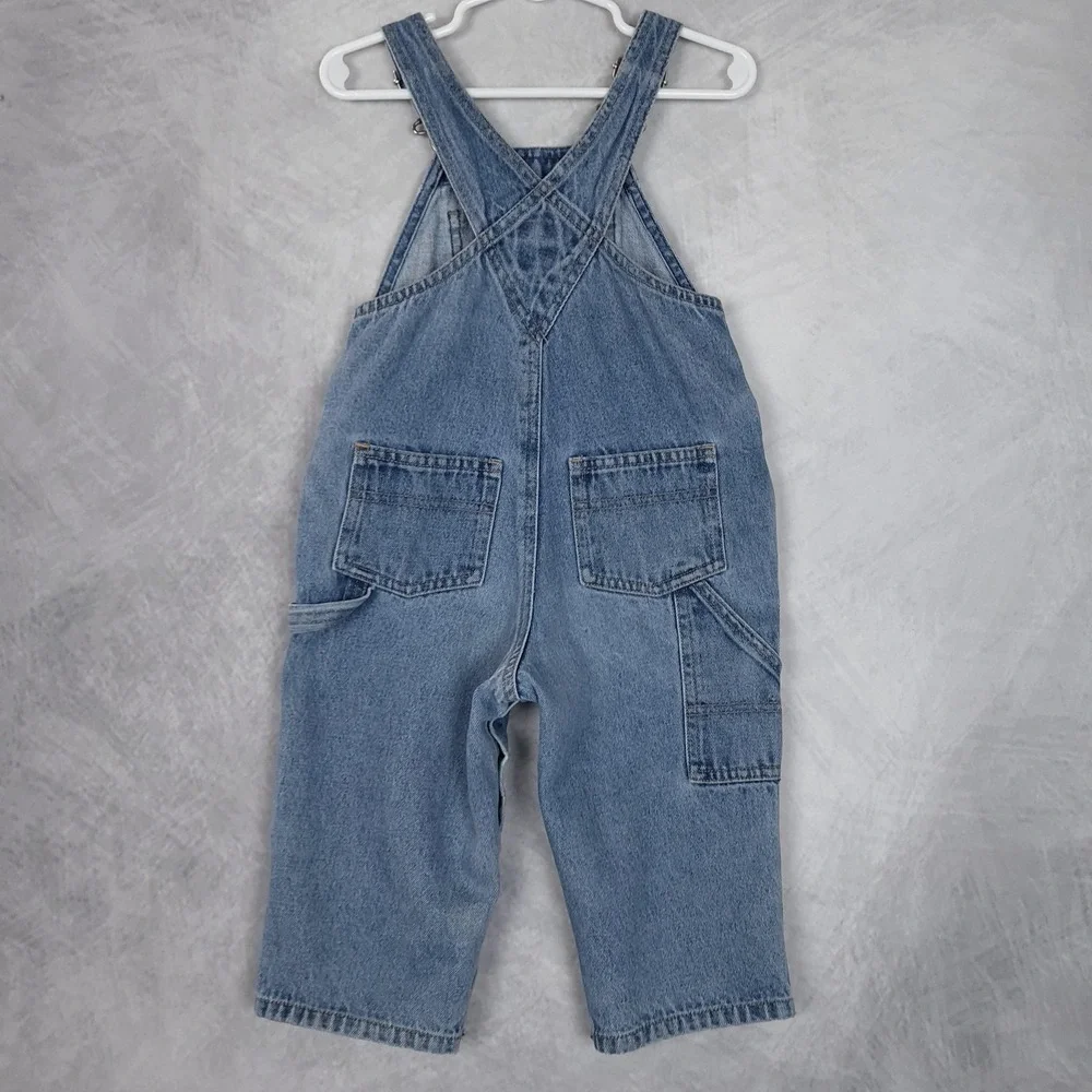 Vintage Old Navy Overalls Baby Boys 18-24M Blue Denim Bib Carpenter Snap Leg